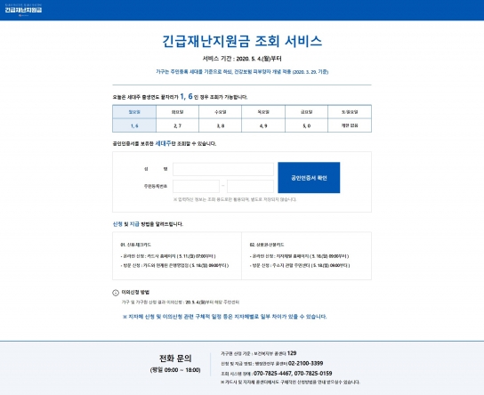 긴급재난지원금, 4일부터 요일제로 신청