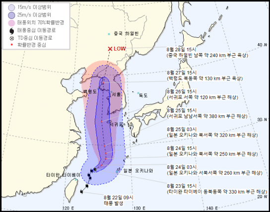 8호 태풍 바비, 26일 서해안 통과 예상