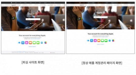 애플 계정관리 가짜 페이지 실체는 '피싱사이트'