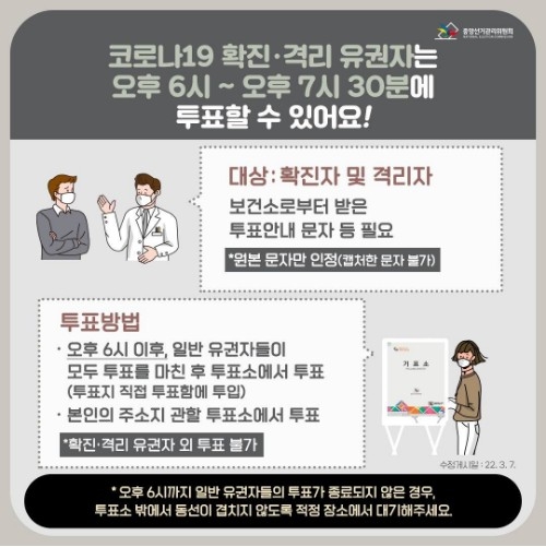 확진·격리자, 9일 오후 6시부터 7시30분 사이 투표함에 직접 투입