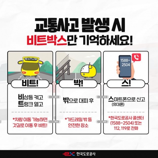 고속도로 교통사고 발생 시 ‘비트박스’를 꼭 기억하세요!