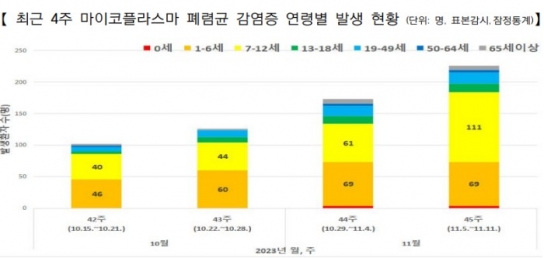 한달간 마이코플라스마 폐렴 환자 2배 증가…환자 80% '소아'