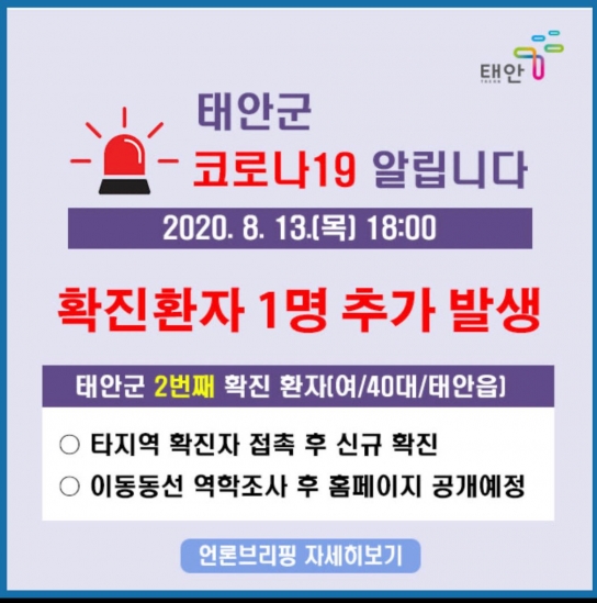 태안군청, 2번째 확진자 발생