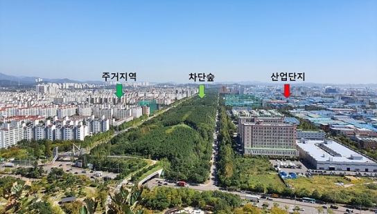 차단숲 조성하니, 주거지 미세먼지 1.7배 빨리 감소
