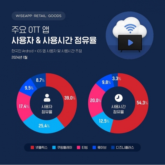 국내 OTT 사용자 2천만명 넘어...점유율 1위 '넷플릭스'